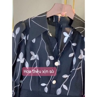 Váy hoa thêu mix dạ cao cấp V52