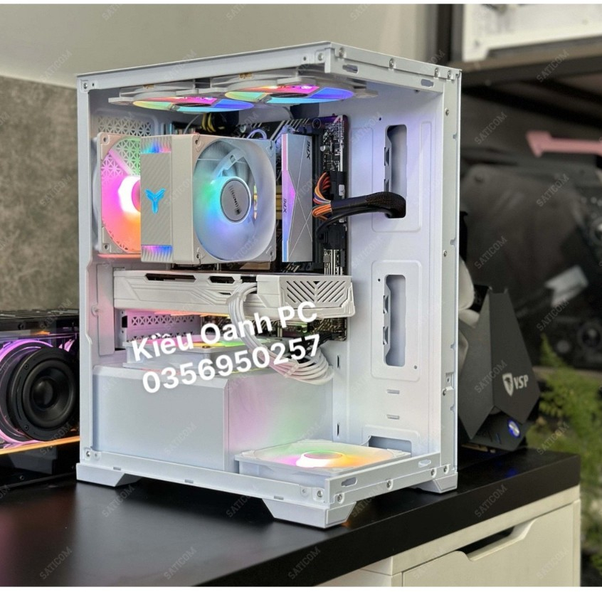 Vỏ Case 2 Mặt Kính Cường Lực Centaur Lumix (Mid Tower / Màu Đen, Trắng) - Kèm 3 Fan