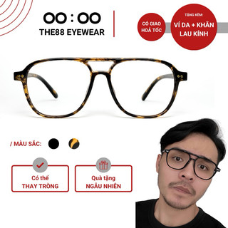 Gọng kính nam nữ THE88 nhựa dẻo dáng phi công chống ánh sáng xanh tròng 0 độ giả cận cao cấp KC45