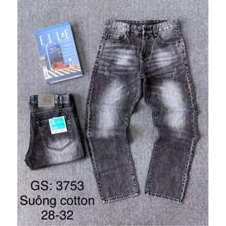 Quần Rin Dài Nam Ống Xuông, Vải Mềm, Đen Xám Xước