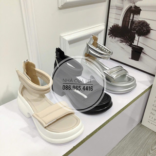 Giày sandal nữ đế pu 7 phân quai da phồng siêu xịn hàng quảng châu