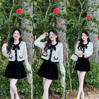 Sét Váy Nữ áo cotton, váy nhung kiểu dánh lịch thiệp sang trọng quyến rũ