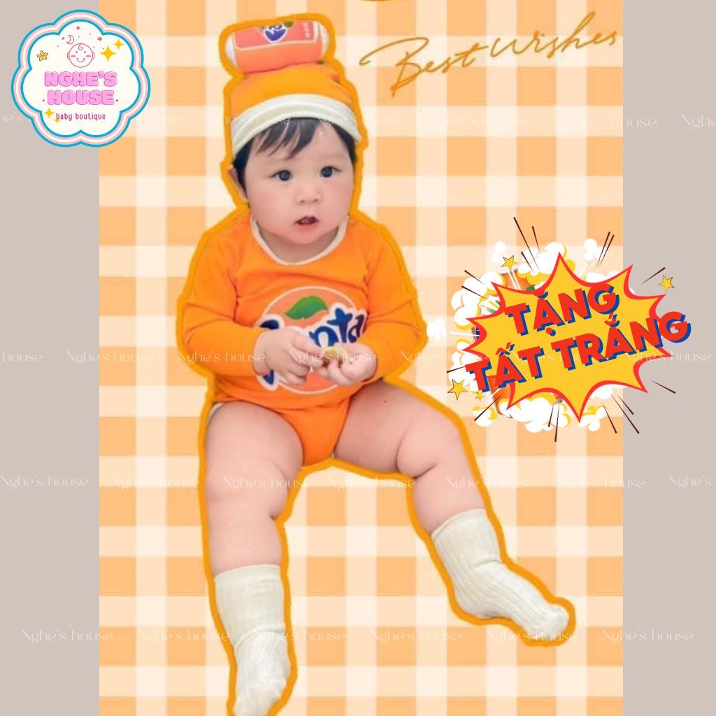 Bộ Áo Body FANTA Kèm Mũ Lon FANTA Tặng Tất Trắng Dành Cho Trẻ Em