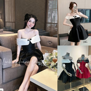 Bigsize Đầm trễ vai tafta kèm dáng ngắn dự tiệc có kèm quần 55-95kg