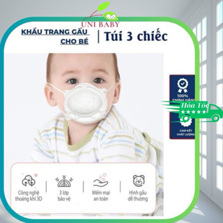 Set 3 Cái Khẩu Trang Gấu 3D Cho Bé từ 8 tháng- 3 tuổi Noppi Mask
