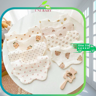 Yếm tròn cho bé xoay 360độ Jubon cho bé gái bé trai ăn dặm vải muslin mềm mại thấm hút tốt Uni baby