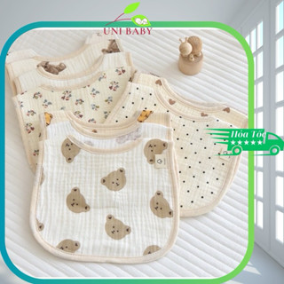 Yếm xô muslin chữ U kiểu dáng Hàn Quốc thoáng mát thấm hút cực nhanh hàng loại 1 mã