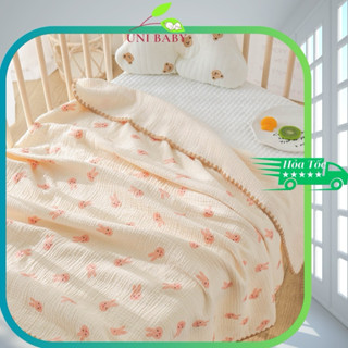 Khăn tắm muslin 4 lớp sợi tre mềm mại cho bé sơ sinh size lớn 100 x 110 cm Uni Baby A207