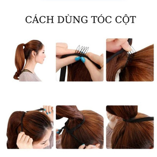 Tóc giả cột xoăn đuôi 60cm, tóc tơ cao cấp