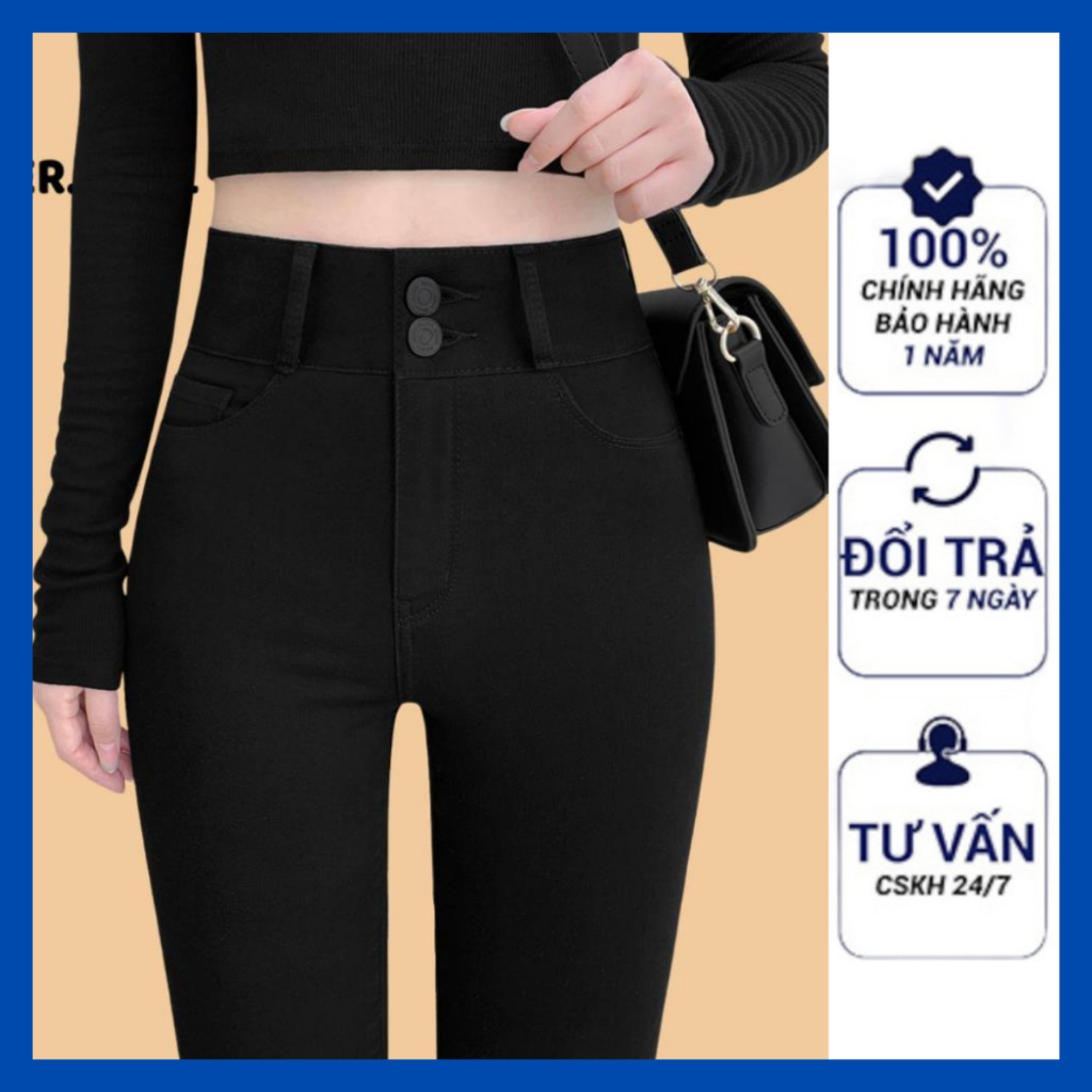 Quần Legging Nữ Cạp Cao Lưng Cao Siêu Co giãn 2 Túi Trước 2 Túi Sau 2 Khuy Khóa Trước Chất Liệu UMI