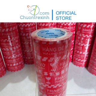 Băng keo hàng dễ vỡ màu đỏ 1 cây 6 cuộn 1.2 kg chuồn tre xinh shop
