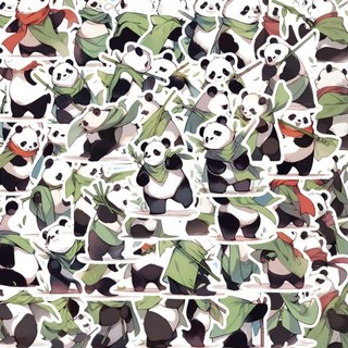 Set 50 miếng sticker hình dán chống nước gấu trúc panda