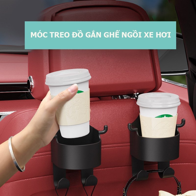 Móc treo đồ gắn ghế ngồi xe ô tô 2 trong 1, giá đỡ để cốc điện thoại ở ghế sau xe siêu tiện lợi