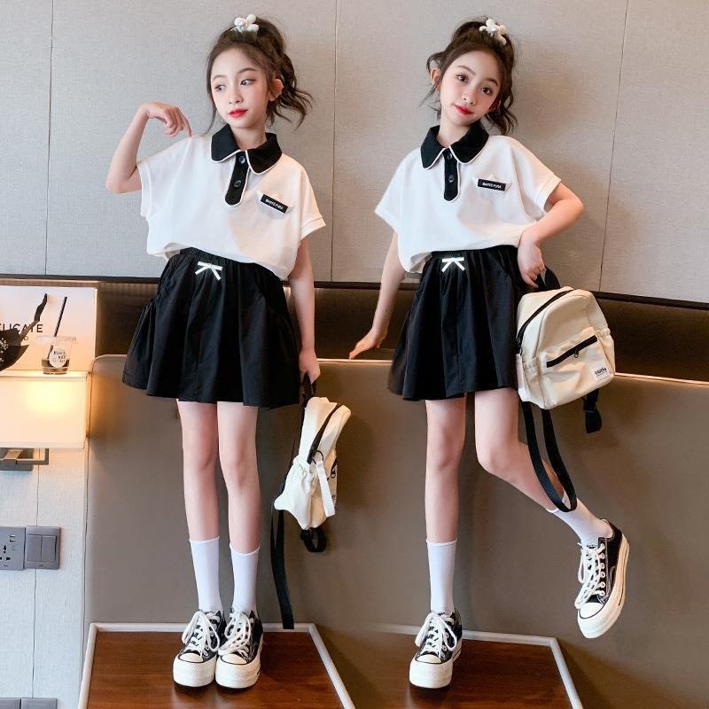 Set váy áo cổ polo mix chân váy umi 18-50kg cho bé gái từ 6-16 tuổi, Set váy đầm thời trang phong cách cho bé