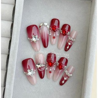 Nailbox thiết kế, màu đỏ ombre -125