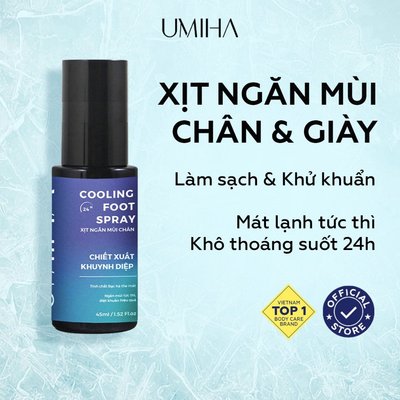 Xịt khử mùi hôi chân và giày UMIHA khuynh diệp 45ml khử mùi hôi chân 24h, khô thoáng ngăn tiết mồ hôi