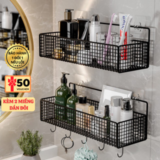 Kệ Đựng Đồ Nhà Tắm Dán Tường Hình Chữ Nhật , Kệ Thép Sơn Tĩnh Điện Cao Cấp Không Rỉ Siêu Chắc