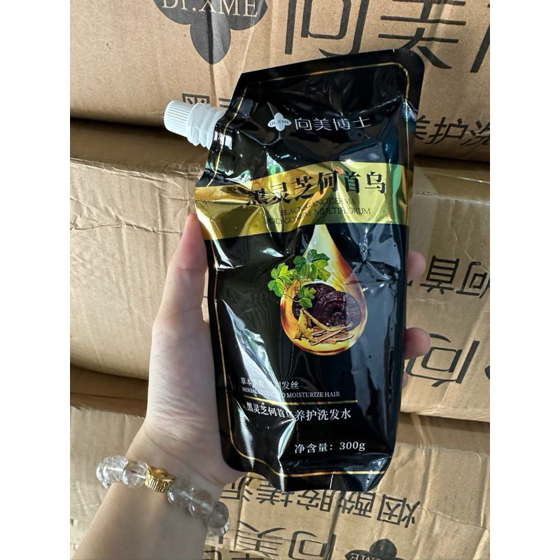 Dầu gội phủ bạc linh chi đen, phủ đen mái tóc nuôi dưỡng tóc đen khỏe bóng mượt 300g