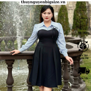 Váy đầm bigsize nữ thiết kế phối sơ mi siêu sang phù hợi đi chơi đi làm 50-90kg
