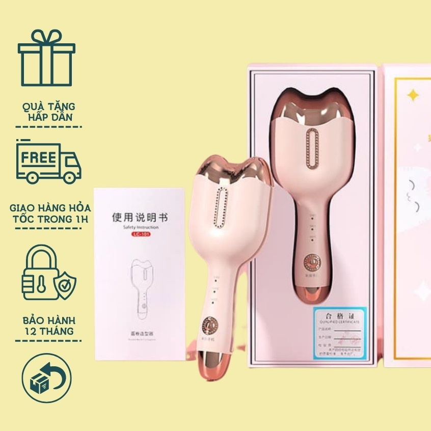 Máy uốn tóc tạo sóng nước LUXE, máy dập sóng 3 trục nguyên liệu gốm sứ dễ tạo thế mẫu mới 32mm