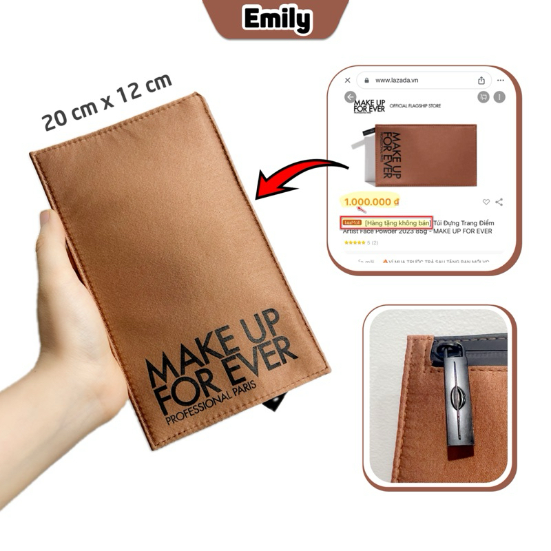 Ví mỏng clutch Make Up For Ever hàng gift tách set