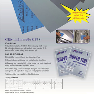 Giấy nhám nước RMC Nhật siêu mịn đánh bóng gương Epoxy Resin, Inox, Đá, Kim Loại, Ô tô