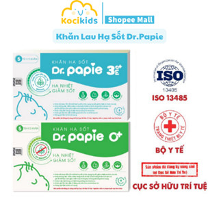 Khăn Lau Hạ Sốt Dr.Papie Thải Nhiệt Hạ Sốt Chuẩn Nhi Khoa, Ngăn Ngừa Co Giật Cho Bé Hộp 5 Gói x 5 Khăn/Gói