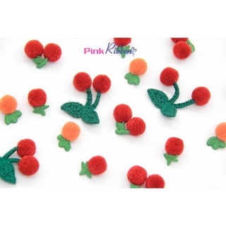 *[SET 5C] Charm bông len các mẫu, quả cherry len làm kẹp tóc, móc treo chìa khóa, diy, handmade
