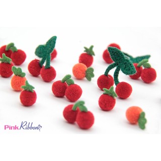*[SET 5C] Charm bông len các mẫu, quả cherry len làm kẹp tóc, móc treo chìa khóa, diy, handmade