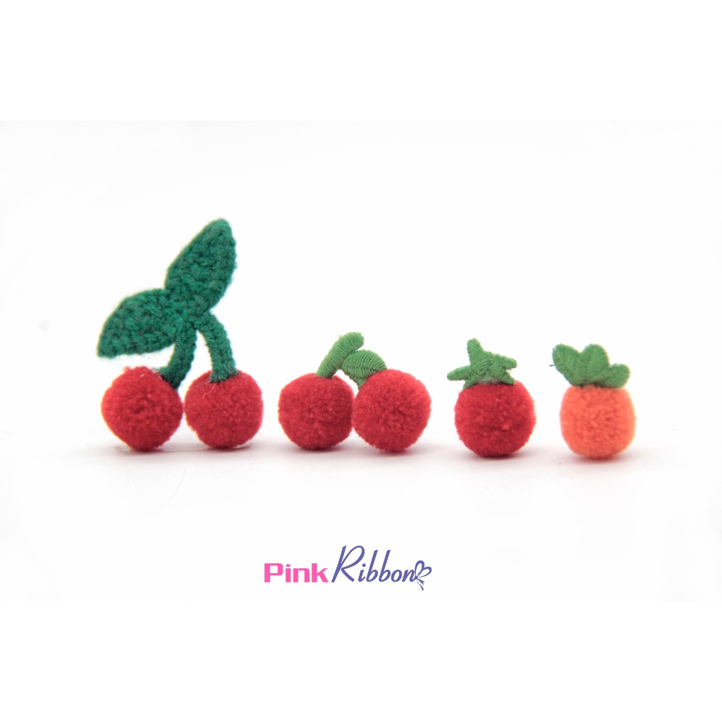 *[SET 5C] Charm bông len các mẫu, quả cherry len làm kẹp tóc, móc treo chìa khóa, diy, handmade