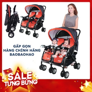 Xe đẩy đổi cho bé song sinh chính hãng Baobaohao 703 - Khung chắc, chỗ rộng