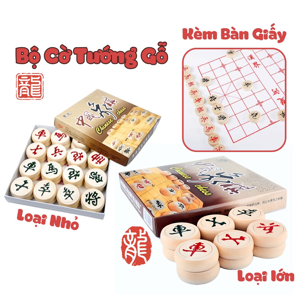 Cờ Tướng Bàn Cờ Tướng Quân To Kèm Hộp Đựng Quân To 3.2cm