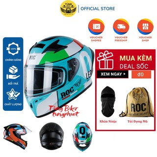 Mũ Bảo Hiểm Fullface ROC - R01 Tem - Tặng Pinlock + Khăn Trùm Ninja + Túi