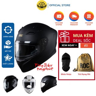 Mũ Bảo Hiểm Fullface ROC - R01 - Tặng Pinlock + Khăn Trùm Ninja + Túi