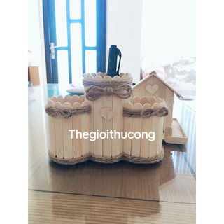 Ống cắm bút que kem handmade, ống cắm bút tái chế
