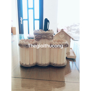 Ống cắm bút que kem handmade, ống cắm bút tái chế