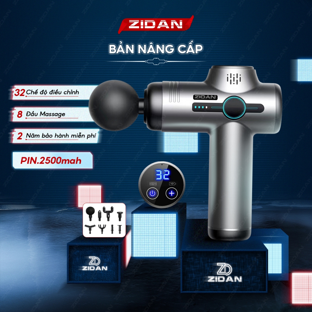 Máy massage cầm tay V1 ZiDan 32 chế độ giảm đau mỏi cơ bắp mát xa lưng vai cổ gáy mat xa toàn thân có đèn led