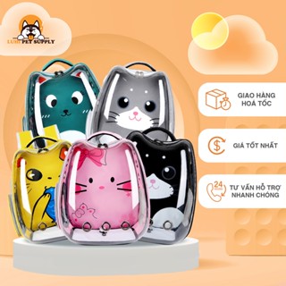 Balo phi thuyền nhựa trong tai mèo họa tiết xinh xắn, đáng yêu, vận chuyển thú cưng nhựa pp cao cấp nhiều màu