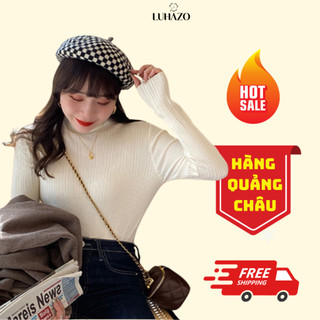 Áo len dài tay luhazo phong cách hàn quốc dệt kim len gân quảng châu cao cổ dễ mặc dễ phối đồ m377 e2-1a