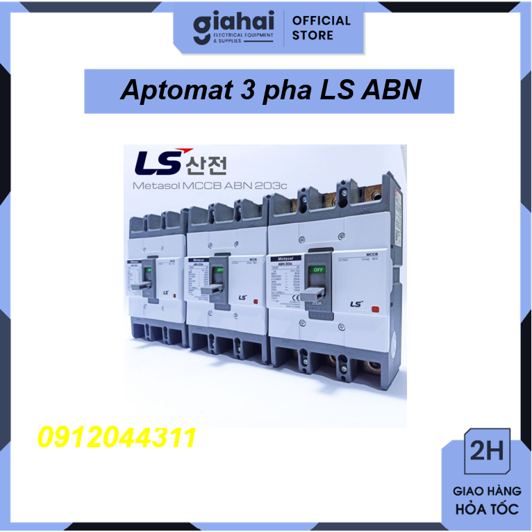 Aptomat Khối 3 Pha LS ABN 20A ~ 100A, cầu dao điện MCCB LS 3P ABN, cầu dao tự động, át khối, atomat, TBD101