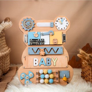 Bảng bận rộn con gấu busy board đồ chơi giáo dục Montessori cho bé - tùy chỉnh tên cá nhân hóa