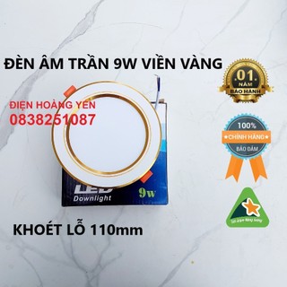 Đèn Led Âm Trần 9w Đổi Màu 3 Chế Độ 3 Màu Viền Vàng Cao Cấp