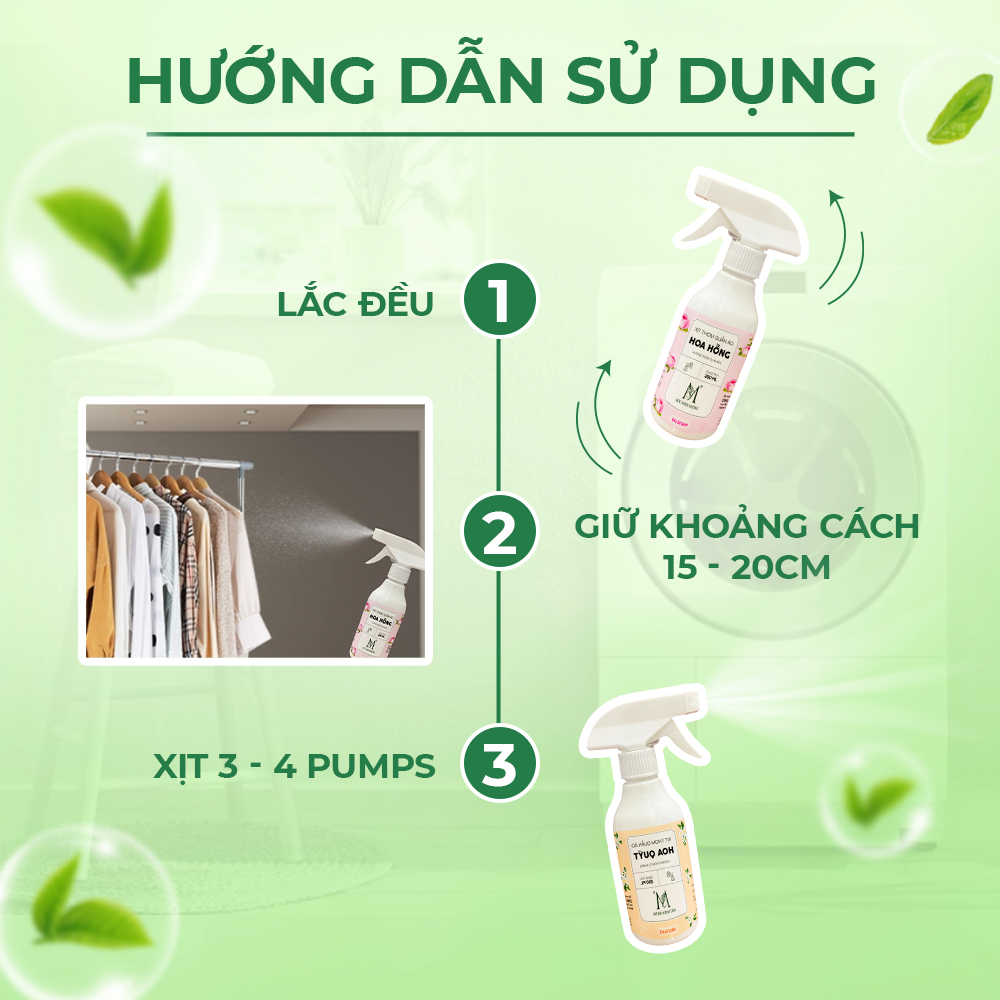 Xịt thơm quần áo Mộc Nhiên Hương lưu hương lâu, chiết xuất từ tinh dầu nước hoa 250ml