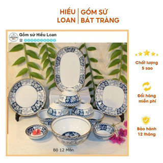 Bộ bát đĩa 12 sản phẩm - bộ bát đĩa "họa tiết hoa đào"