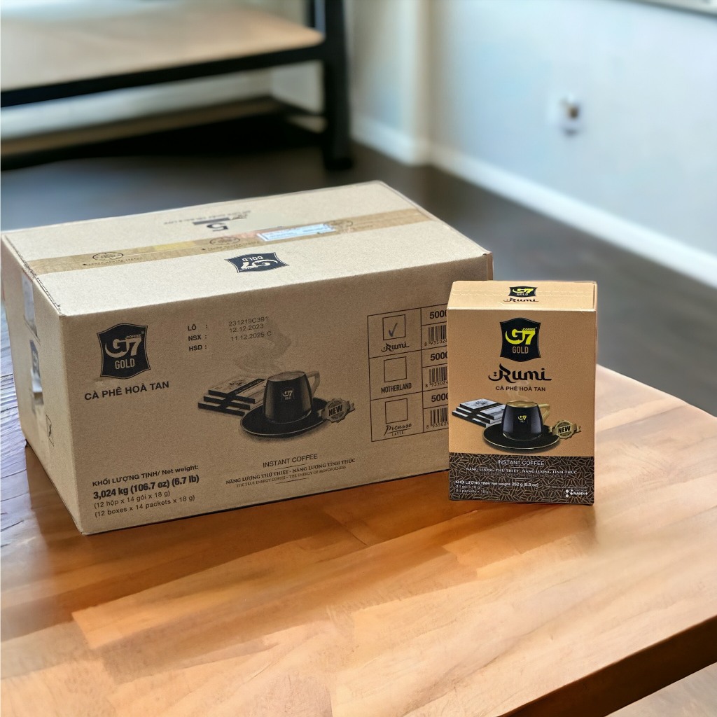 THÙNG CÀ PHÊ G7 GOLD RUMI TRUNG NGUYÊN LEGEND( 12 HỘP/T)