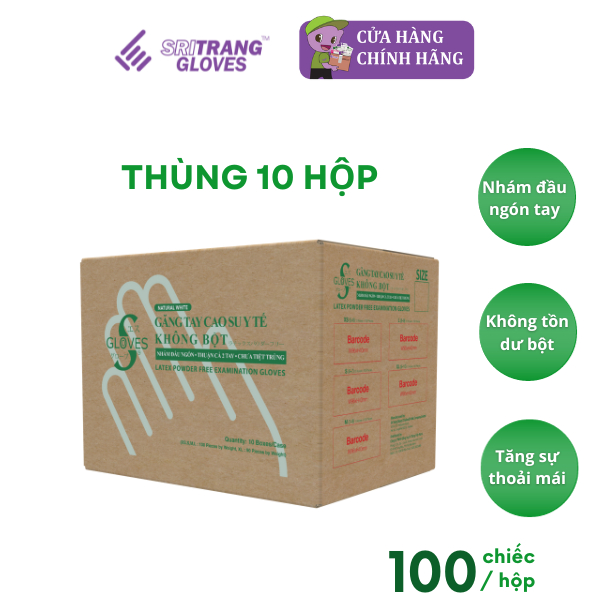 Thùng găng tay y tế Sgloves Latex không bột 5.0g 10 hộp/thùng