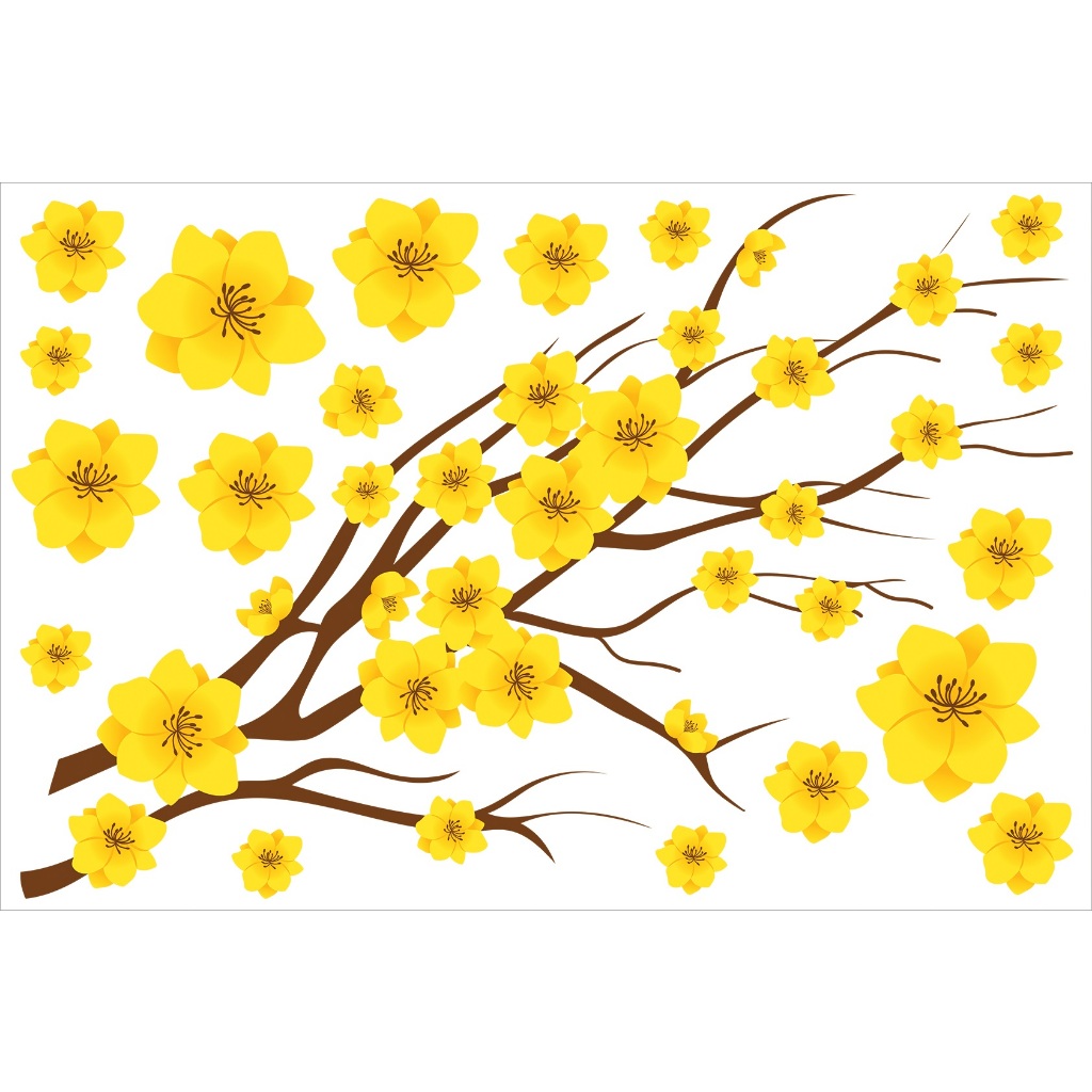 CÀNH MAI VÀNG DÁN TRANG TRÍ TẾT - DECAL CHI TIẾT - THUTHAODECOR