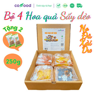 Mix 4 trái cây sấy dẻo thơm ngon 250g - xoài sấy dẻo/ nho sấy dẻo/ đu đủ sấy dẻo/ chanh leo sấy dẻo - mứt tết-đồ ăn vặt