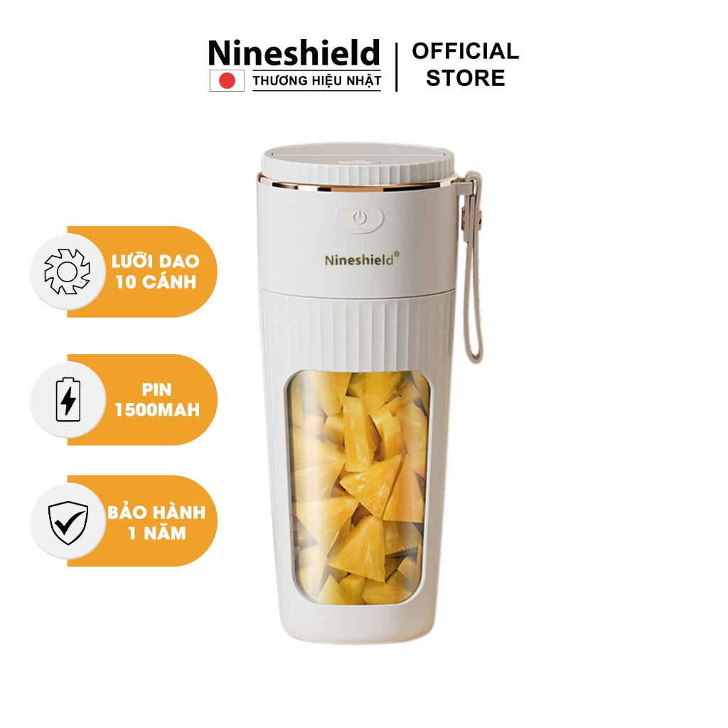 Máy xay sinh tố cầm tay tích điện Nineshield NS025 10 Lưỡi inox 304 pin dung lượng lớn