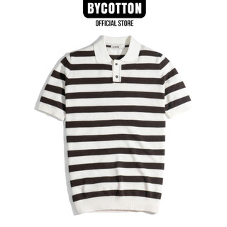 Áo thun nam cao cấp polo dệt kim - sọc xanh rêu by cotton